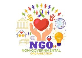 NGO or Non-Governmental Organization Vector Illustration to Serve Specific Social and Political Needs in Flat Cartoon Background