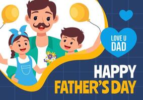 Father Day Social Media Background Flat Cartoon Hand Drawn Templates Illustration vector