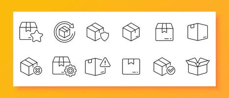 Delivery icon set. Transportation, GPS tag, boxes, loader, smartphone, time, file, list. Black icon on a white background. Vector line icon for business and advertising