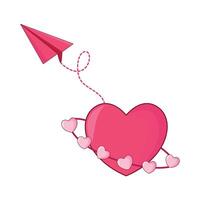 illustration of love paper plane vector