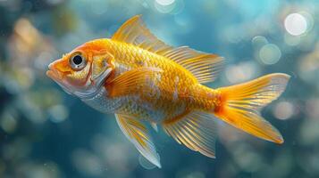 AI generated Yellow Fish Swimming in an Aquarium photo