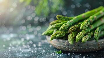 AI generated Close Up of a Plate of Asparagus photo