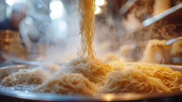 AI generated Noodles Being Cooked in a Pan on a Stove photo