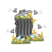 illustration of trash bin full vector