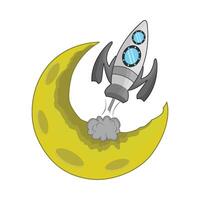 illustration of rocket and moon vector