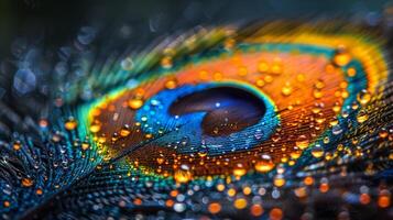 AI generated Close Up of a Peacocks Feathers photo