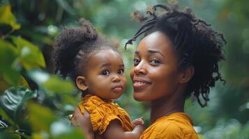 AI generated Woman Holding Baby in Field of Flowers photo