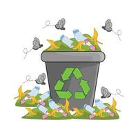 illustration of smelly trash can vector