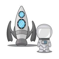 illustration of rocket and astronaut vector