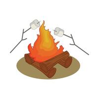 illustration of bonfire and marshmallows vector