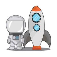 ilustración de cohete y astronauta vector