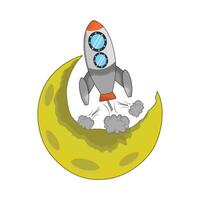 illustration of rocket and moon vector