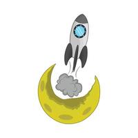 illustration of rocket and moon vector