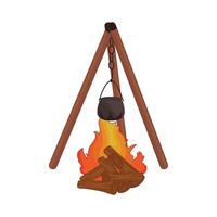 illustration of campfire cooking vector