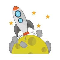 illustration of rocket and moon vector