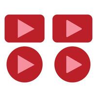 Play buttons flat icons. Vector red symbol. Pictogram is isolated on a white background. Trendy flat style illustration for web site design, , ads, apps, user interface.