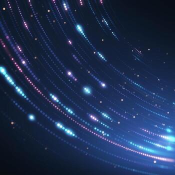 AI generated Abstract pattern of flying circles and glowing dots on blue For Social Media Post Size photo