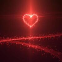 AI generated view Valentines Day abstract background with a radiant red heart glow For Social Media Post Size photo