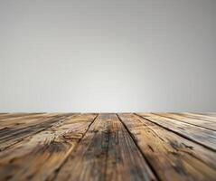 AI generated Empty wooden table blurry light background photo