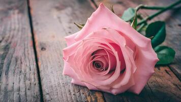 AI generated Picture Selective focus on pink rose for St Valentines love concept photo