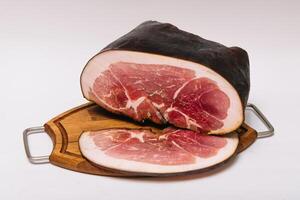 Dry-cured pork sketch illustration. on white background . Farm meat produc photo