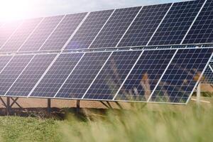 Solar panel against blue sky photo