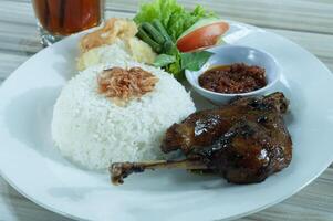 Nasi Bebek bakar or Grilled Duck Rice photo