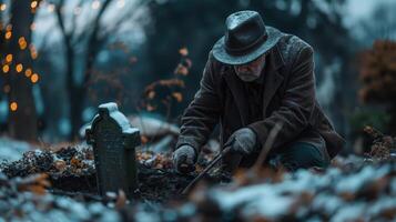AI generated the gravedigger is digging for the grave photo