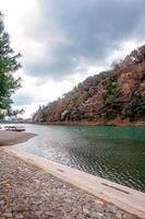 beautiful landscape with a river in the mountains photo