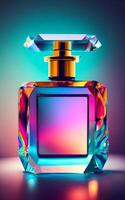 AI generated Colored perfume glass bottle photo