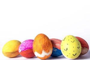 Colorful easter eggs isolated on white background with clipping path. Happy Easter photo