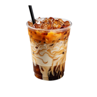 ai generado con hielo café, el plastico con hielo café taza png