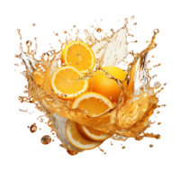 ai generado naranja jugo chapoteo, naranja jugo chapoteo png