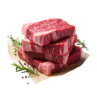 ai generado crudo carne de vaca rebanadas, crudo carne de vaca rebanadas png, crudo carne de vaca rebanadas con transparente antecedentes png