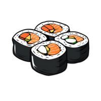 ai généré dessin animé Sushi Nigiri Sushi rouleau logo illustration non Contexte parfait pour impression sur demande png