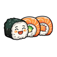 ai genererad tecknad serie sushi nigiri sushi rulla logotyp illustration Nej bakgrund perfekt för skriva ut på efterfrågan png