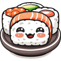 ai generado dibujos animados Sushi nigiri Sushi rodar logo ilustración No antecedentes Perfecto para impresión en demanda png