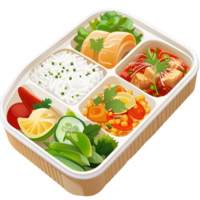 ai generiert Karikatur Stil Sushi Box Bento Box Mittagessen Box Illustration Logo Nein Hintergrund png