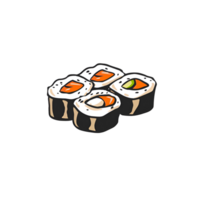 AI generated Cartoon Sushi Nigiri Sushi Roll Logo Illustration No Background Perfect for Print on Demand png