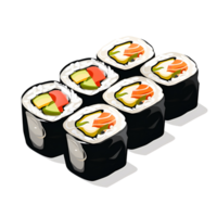 ai genererad tecknad serie sushi nigiri sushi rulla logotyp illustration Nej bakgrund perfekt för skriva ut på efterfrågan png