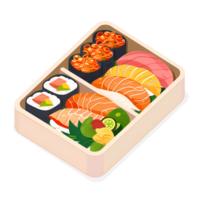 AI generated Cartoon Style Sushi Box Bento Box Lunch Box Illustration Logo No Background png