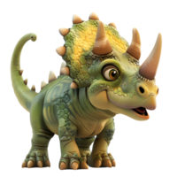 AI generated 3D Cartoon Triceratops Logo Illustration No Background Perfect for Print on Demand png