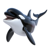 AI generated 3D Cartoon Killer Whale Orca No Background Perfect for Print on Demand png