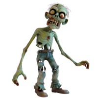 AI generated 3D Cartoon Zombie Logo Illustration No Background Perfect for Print on Demand png