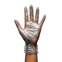 AI generated Hand in transparent disposable glove isolated on white background. High-resolution. AI Generative photo