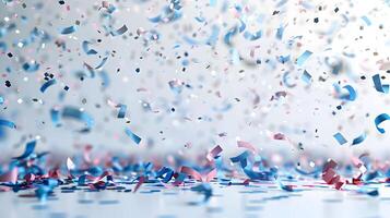 ai generado azul y púrpura celebración papel picado en un blanco antecedentes. alta resolución. ai generativo foto