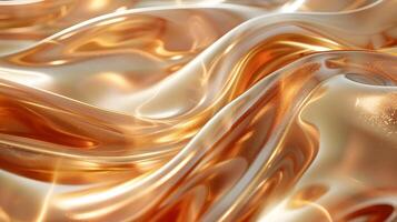 ai generado resumen fluido brillante oro ola formas cerca arriba antecedentes. alto calidad. ai generativo foto