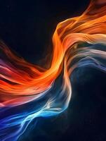 AI generated The orange, blue, and white stripes flame on a dark background. Abstract background. High quality. AI Generative photo