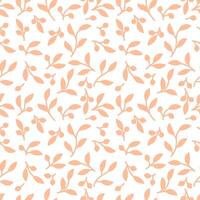 Delicate floral vine leaves seamless pattern with hand drawn plants elements for textile or wallpaper, scrapbook paper. Peach fuzz color 2024 vector background