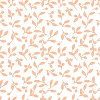 Delicate floral vine leaves seamless pattern with hand drawn plants elements for textile or wallpaper, scrapbook paper. Peach fuzz color 2024 vector background